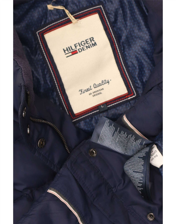 Tommy Hilfiger Womens Padded Jacket UK 16 Large Navy Blue Polyester