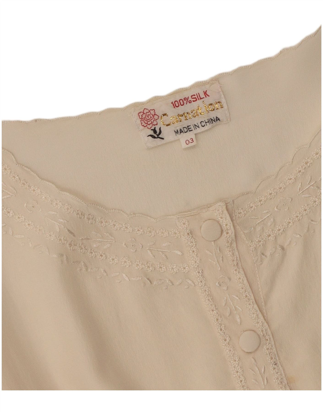 VINTAGE Womens Blouse Top UK 16 Large Off White Silk