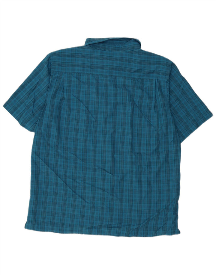 Eddie Bauer Mens Short Sleeve Shirt Large Blue Check Polyester
