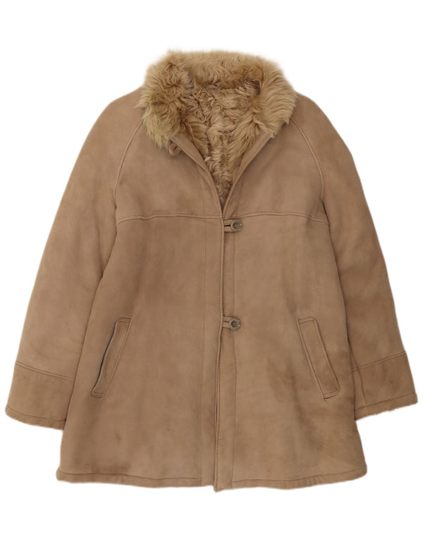 Vintage Womens Shearling Jacket UK 8 Small Brown