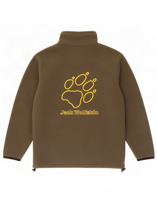 Jack Wolfskin Boys Graphic Zip Neck Fleece Jumper 13-14 Years Khaki