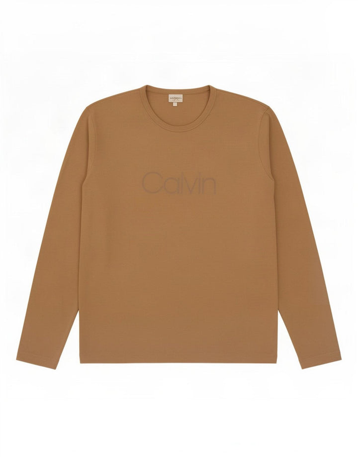 Calvin Klein Mens Graphic Top Long Sleeve Large Beige