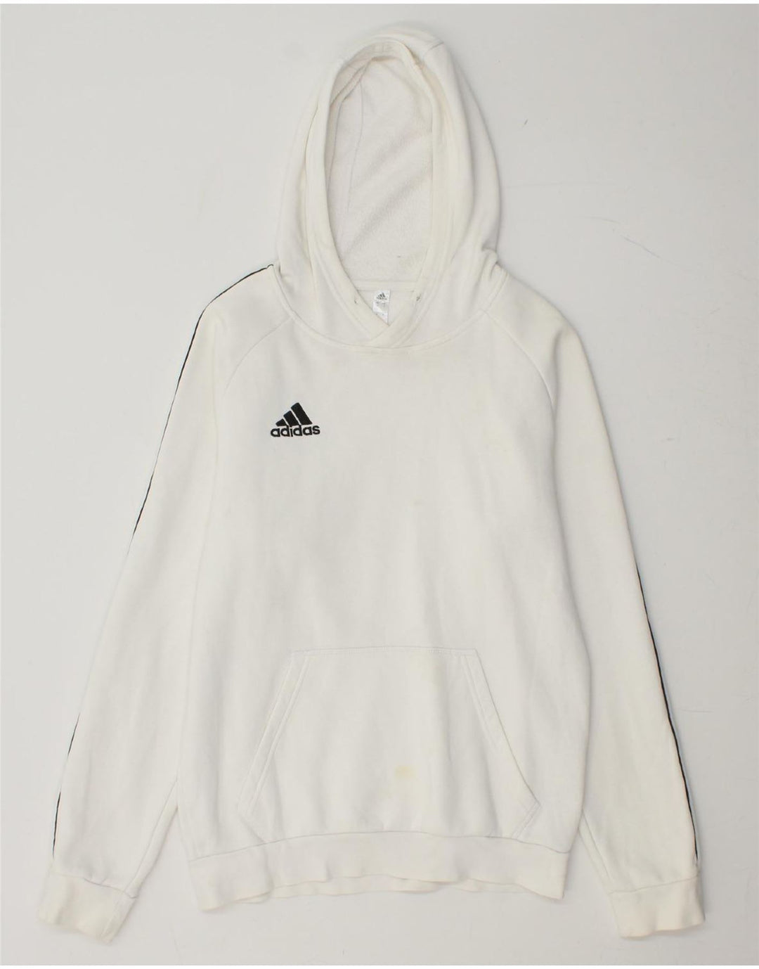 ADIDAS Mens Hoodie Jumper Small White Cotton