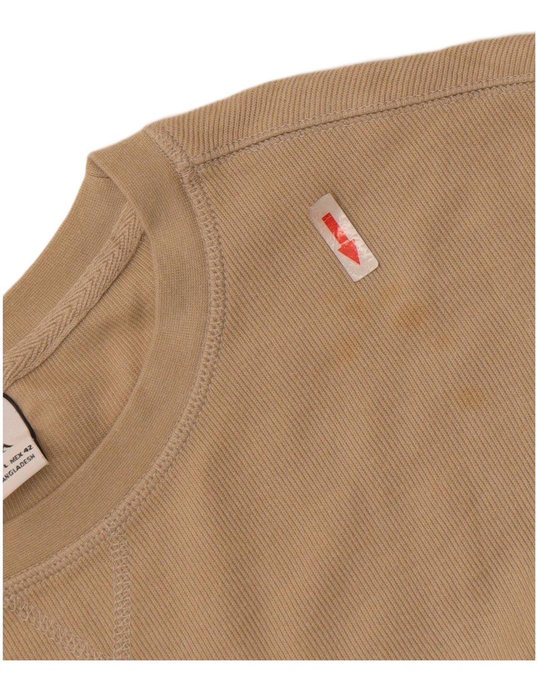 Zara Mens Top Long Sleeve Large Beige Cotton