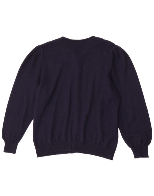 Vintage Womens Cardigan Sweater UK 14 Medium Navy Blue