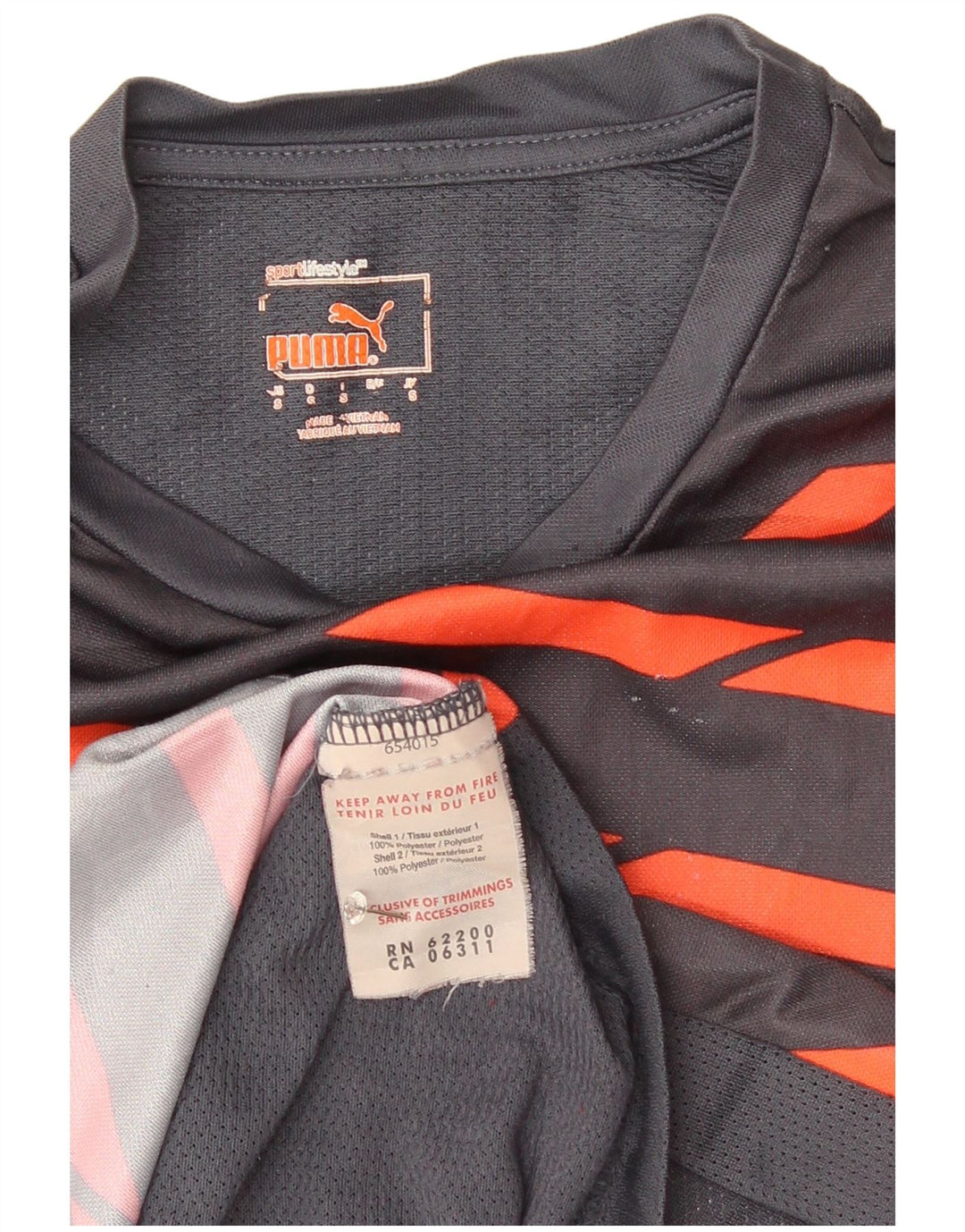 Puma Mens T-Shirt Top Small Grey Striped Polyester