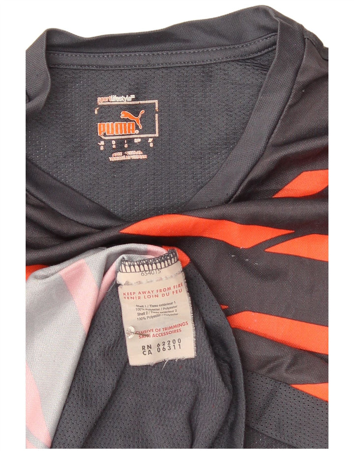 Puma Mens T-Shirt Top Small Grey Striped Polyester