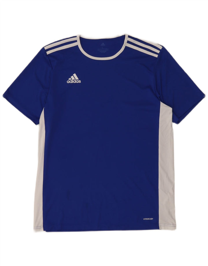 Adidas Mens Aeroready T-Shirt Top Large Blue Colourblock Polyester
