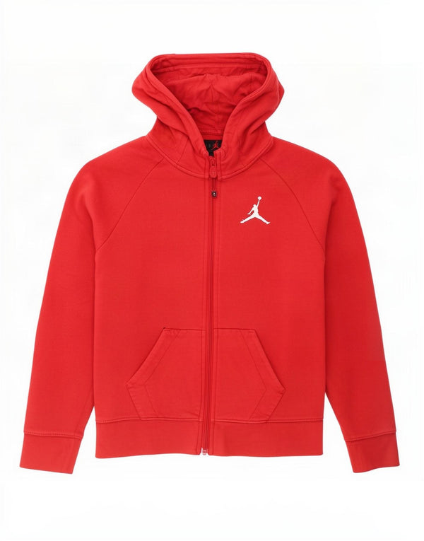 Jordan Boys Zip Hoodie Sweater 12-13 Years Large Red