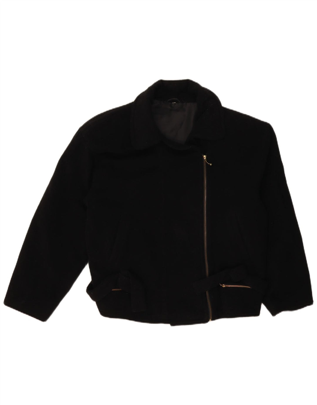 Vintage Womens Biker Jacket UK 14 Large Black