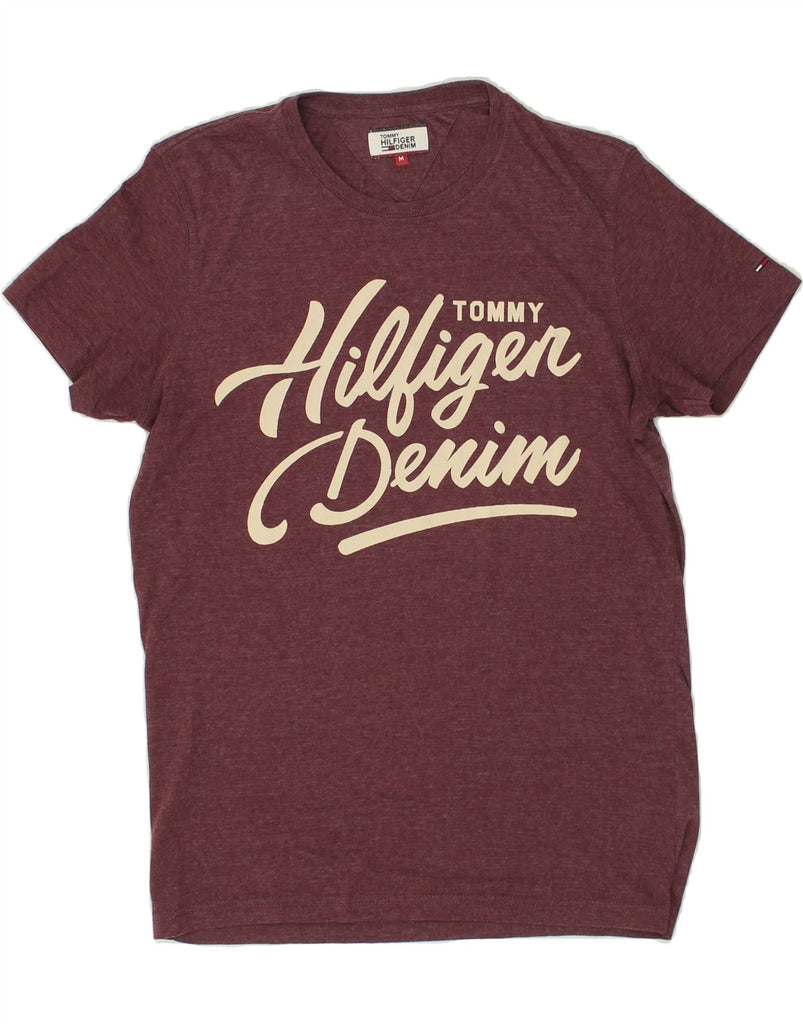 TOMMY HILFIGER Mens Graphic T-Shirt Top Medium Maroon Cotton Vintage Tommy Hilfiger and Second-Hand Tommy Hilfiger from Messina Hembry 