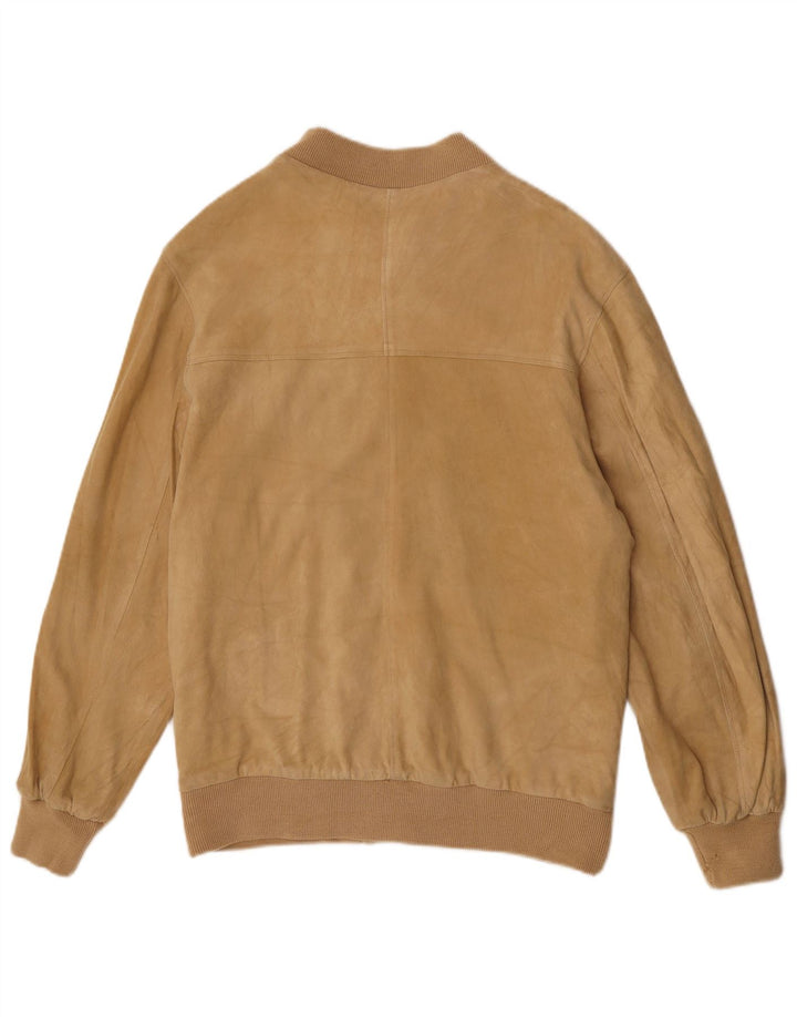 Vintage Mens Suede Bomber Jacket UK 38 Medium Beige