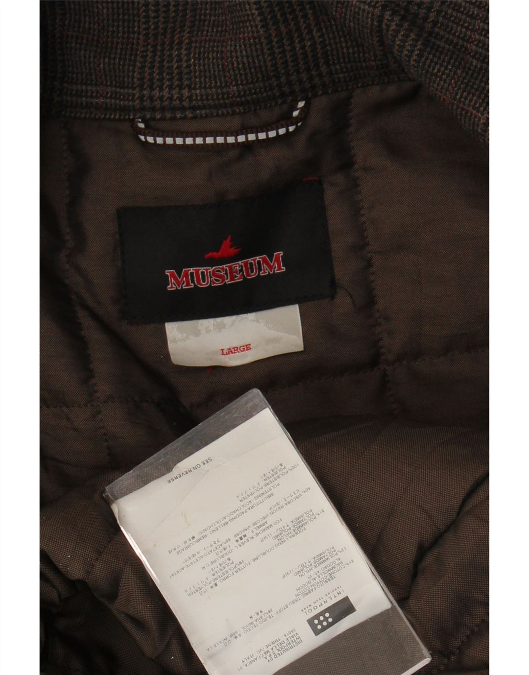 Museum Mens Windbreaker Jacket UK 40 Large Brown Houndstooth Cotton