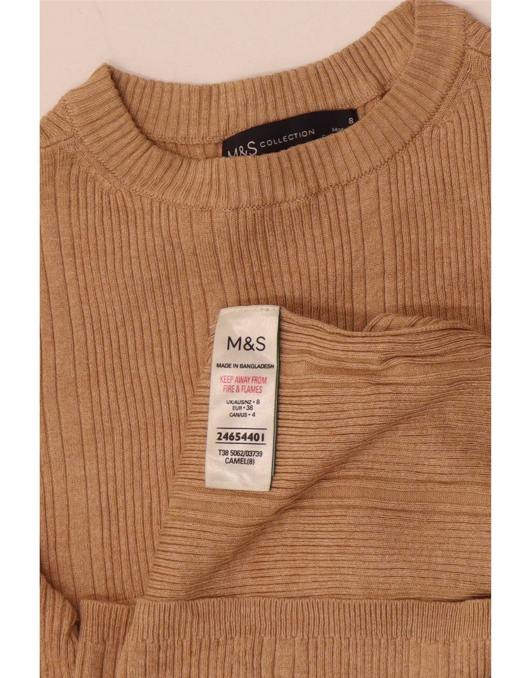 Marks & Spencer Womens Top Long Sleeve UK 8 Small Beige Viscose