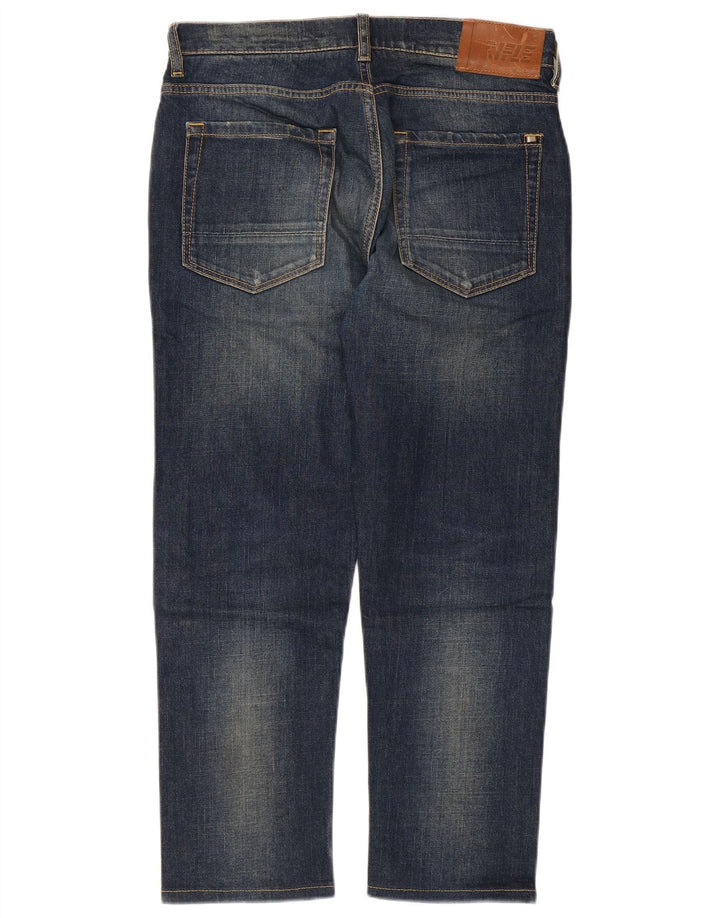 Rifle Mens Cropped Jeans W30 L25 Navy Blue Cotton