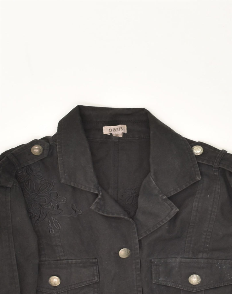 OASIS Womens Denim Jacket UK 14 Medium Black Cotton | Vintage Oasis | Thrift | Second-Hand Oasis | Used Clothing | Messina Hembry 