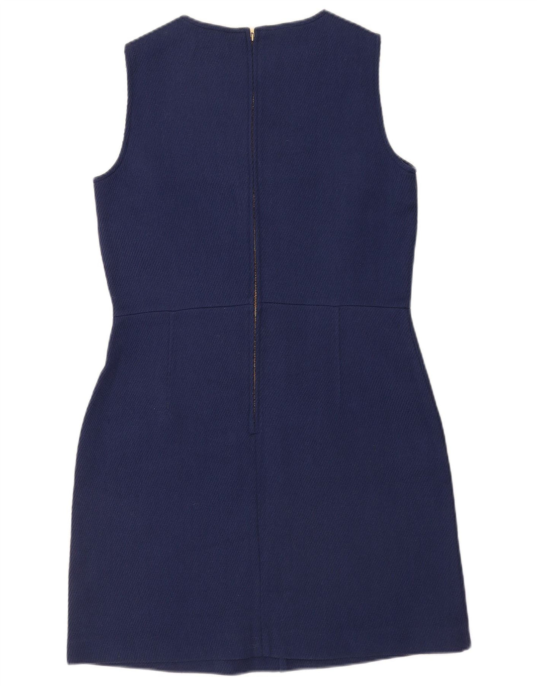 Massimo Dutti Womens Sleeveless Sheath Dress EU 42 Large Navy Blue Wool