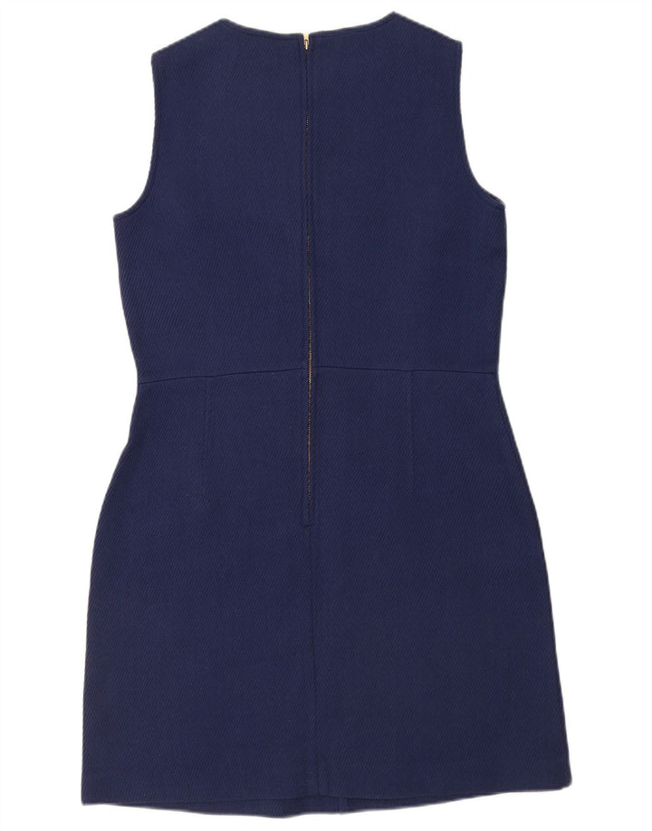 Massimo Dutti Womens Sleeveless Sheath Dress EU 42 Large Navy Blue Wool