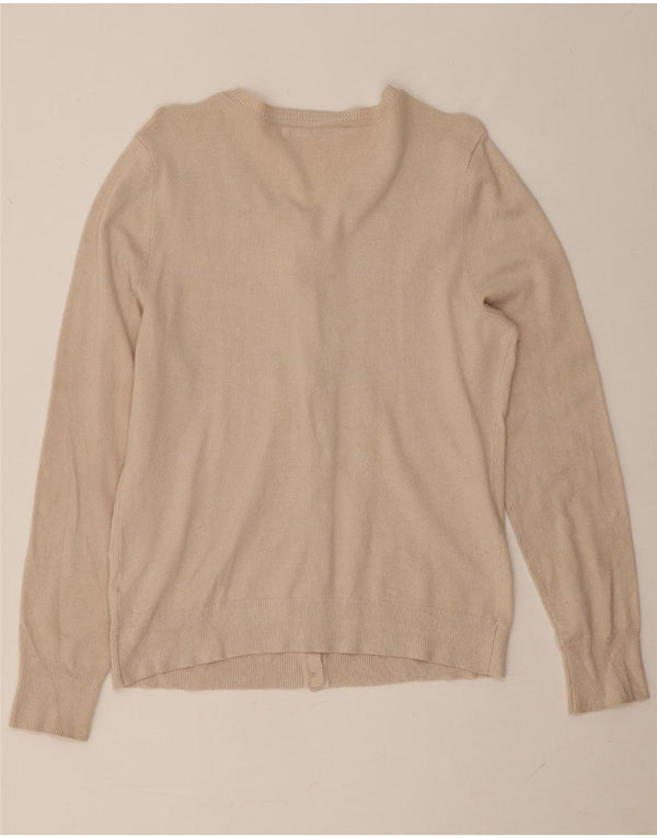 John Lewis Womens Cardigan Sweater UK 12 Medium Beige Viscose