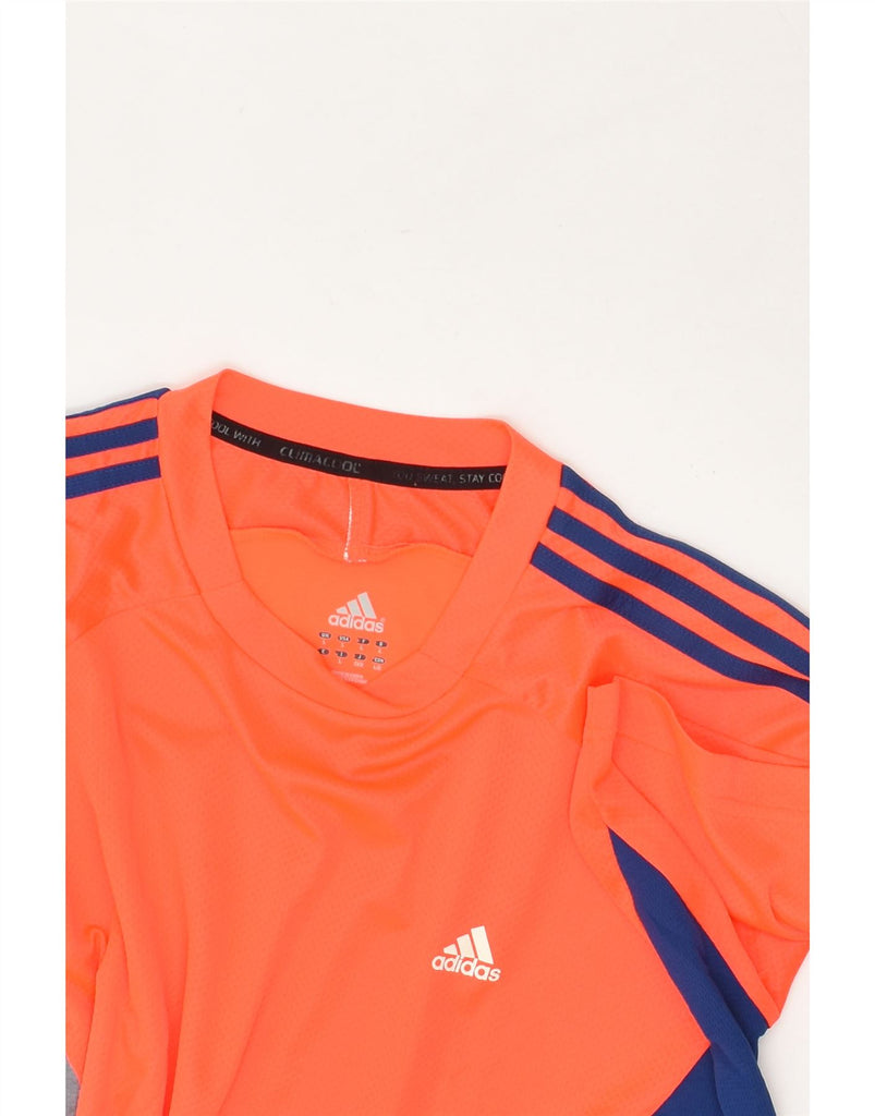 ADIDAS Mens Graphic T-Shirt Top Large Orange Colourblock Polyester | Vintage Adidas | Thrift | Second-Hand Adidas | Used Clothing | Messina Hembry 