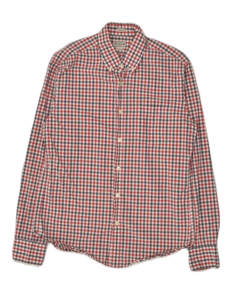 J. CREW Mens Slim Fit Shirt Medium Red Check Cotton | Vintage J. Crew | Thrift | Second-Hand J. Crew | Used Clothing | Messina Hembry 