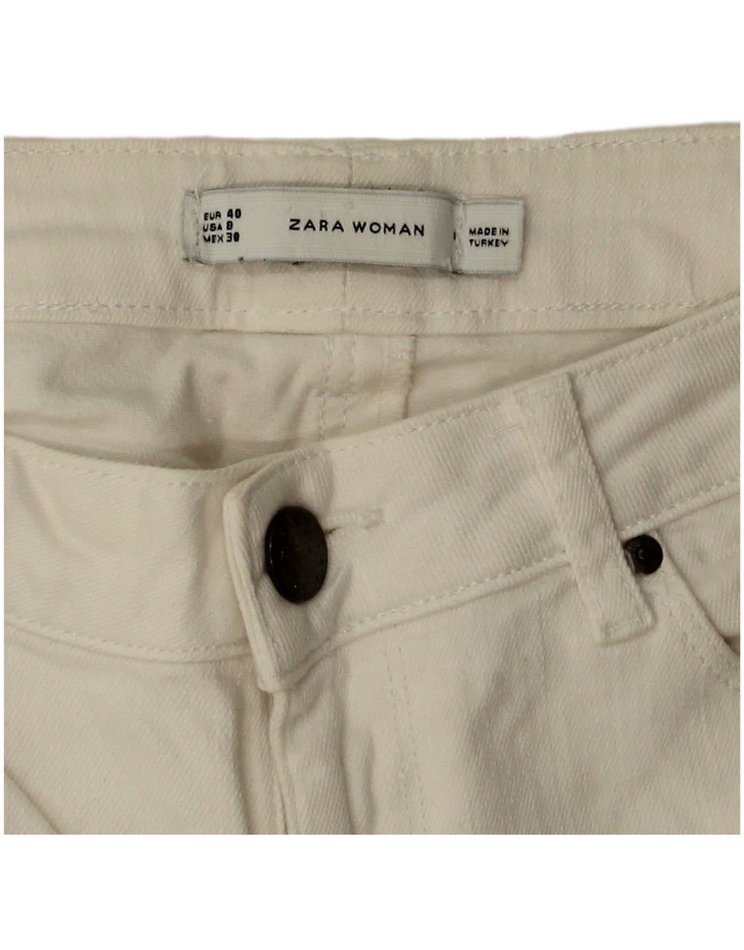 Zara Womens Graphic Denim Shorts EU 40 Medium W30  White