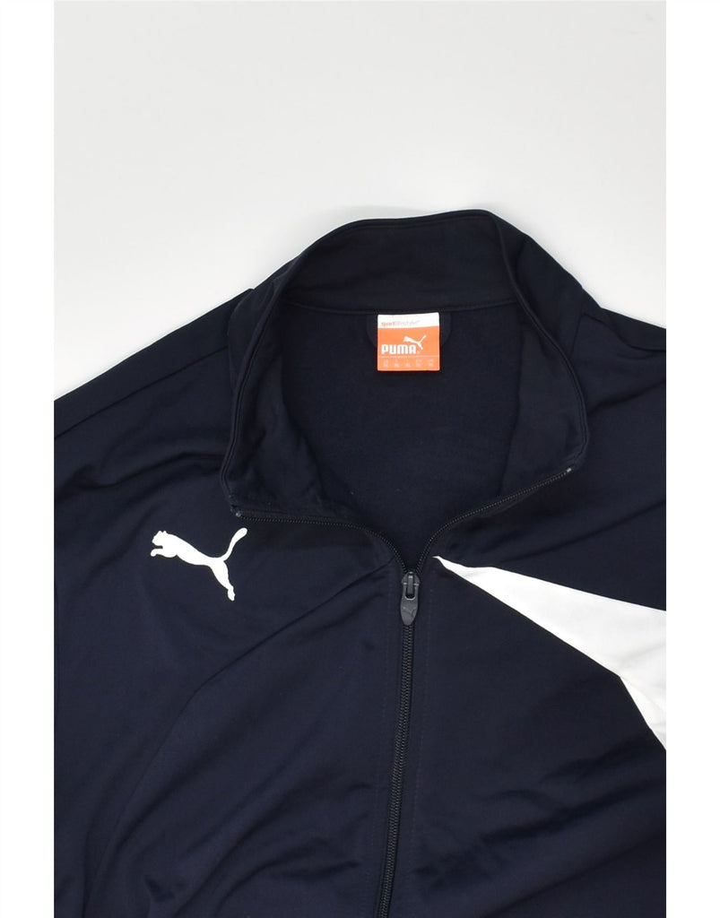 PUMA Mens Tracksuit Top Jacket XL Navy Blue Colourblock Polyester | Vintage Puma | Thrift | Second-Hand Puma | Used Clothing | Messina Hembry 