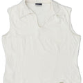 TRUSSARDI Womens Sleeveless Polo Shirt UK 18 XL White Cotton | Vintage | Thrift | Second-Hand | Used Clothing | Messina Hembry 