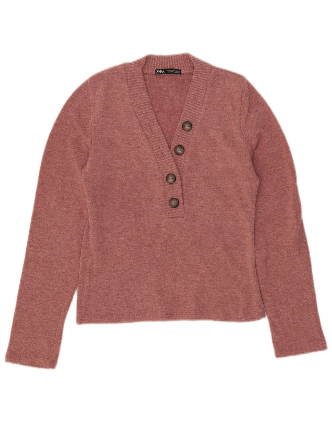 Zara Womens V-Neck Jumper Sweater UK 10 Small Pink