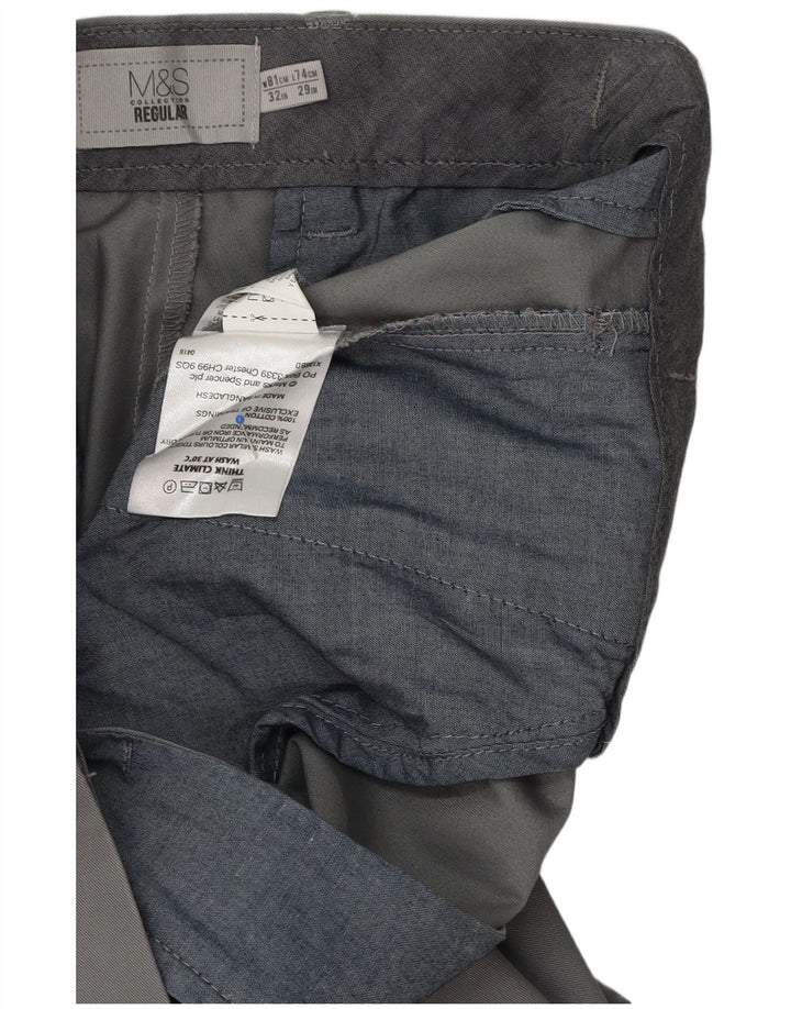 Marks & Spencer Mens Straight Suit Trousers W32 L29 Grey Cotton