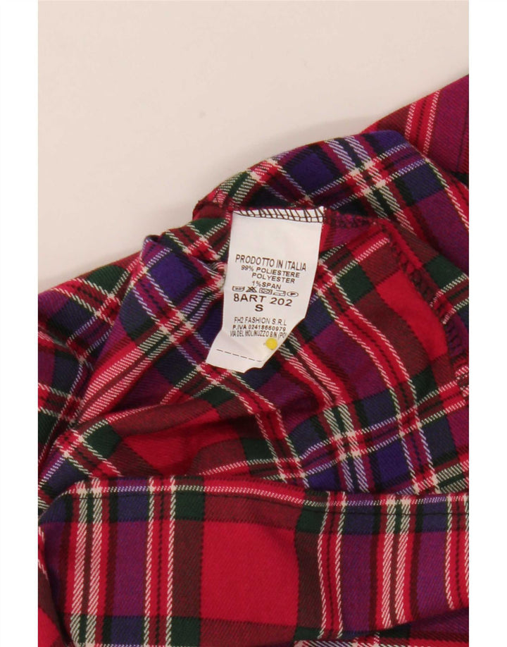 Vintage Womens Mini Pleated Skirt Small W25 Red Check Polyester