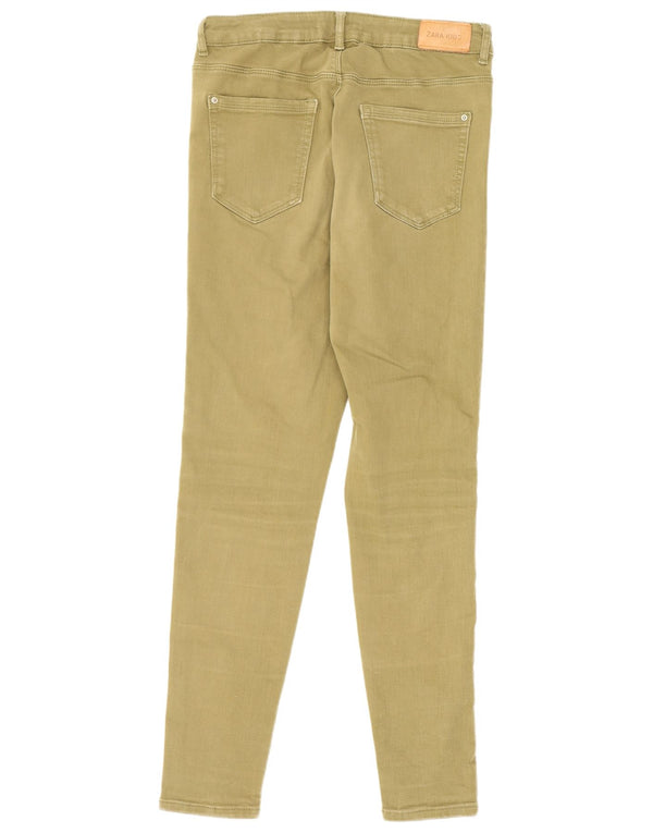 Zara Girls Skinny Casual Trousers 13-14 Years W26 L27 Khaki Striped