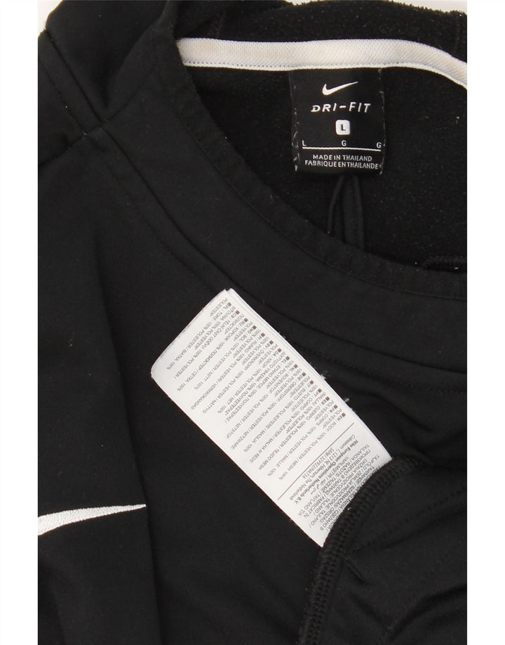 NIKE Mens Dri Fit Hoodie Jumper Large Black Colourblock Polyester