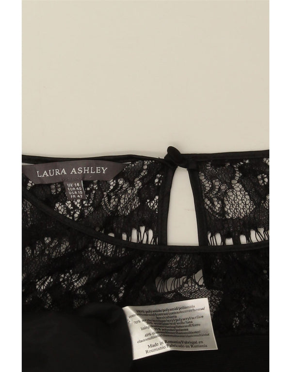 Laura Ashley Womens Long Sleeve Sheath Dress UK 14 Large Black Polyamide