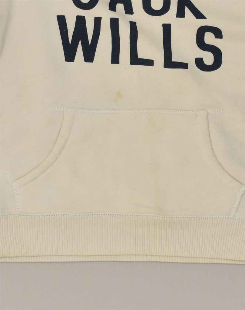 JACK WILLS Womens Graphic Hoodie Jumper UK 8 Small  White Cotton | Vintage Jack Wills | Thrift | Second-Hand Jack Wills | Used Clothing | Messina Hembry 