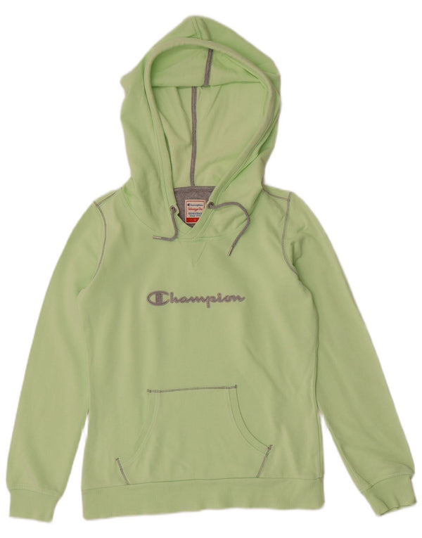 Champion Womens Heritage Fit Graphic Hoodie Jumper UK 10 Small Green Cotton