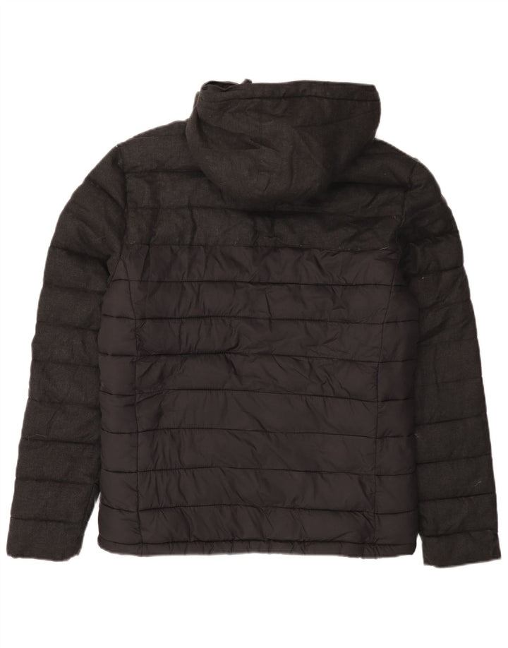 Superdry Mens Hooded Padded Jacket UK 38 Medium Grey Nylon