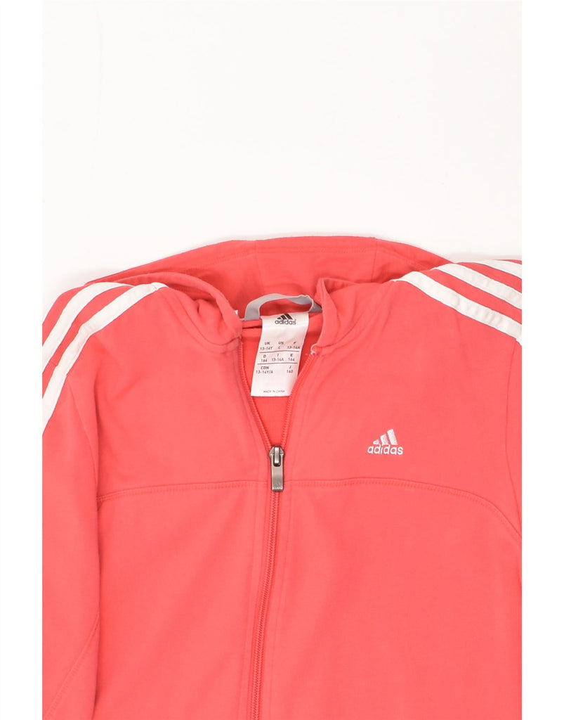 ADIDAS Girls Zip Hoodie Sweater 13-14 Years Pink Cotton | Vintage Adidas | Thrift | Second-Hand Adidas | Used Clothing | Messina Hembry 