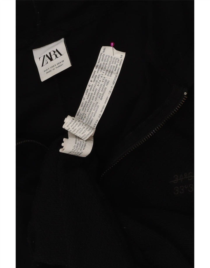Zara Mens Zip Hoodie Sweater Small Black Cotton