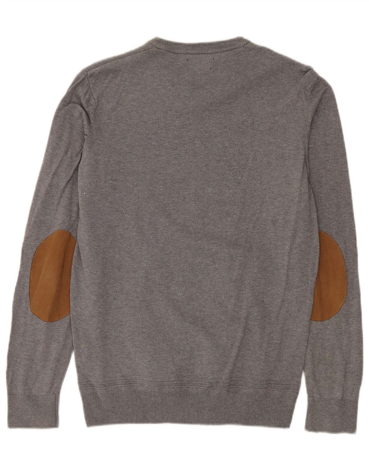 Zara Mens Crew Neck Jumper Sweater Medium Grey Cotton