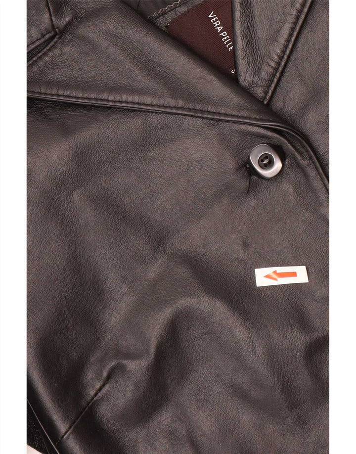 Conbipel Womens Leather Coat IT 40 Small Black