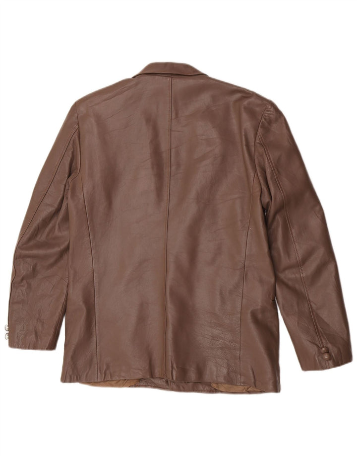 Vintage Mens 2 Button Leather Blazer Jacket UK 38 Medium Brown