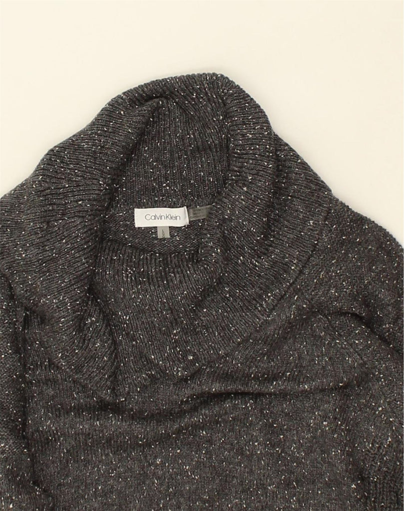 CALVIN KLEIN Womens Roll Neck Jumper Sweater UK 16 Large Grey Flecked | Vintage Calvin Klein | Thrift | Second-Hand Calvin Klein | Used Clothing | Messina Hembry 