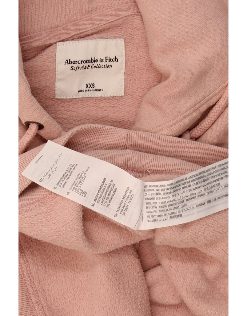 ABERCROMBIE & FITCH Womens Graphic Zip Hoodie Sweater UK 2 2XS Pink Cotton Vintage Abercrombie & Fitch and Second-Hand Abercrombie & Fitch from Messina Hembry 