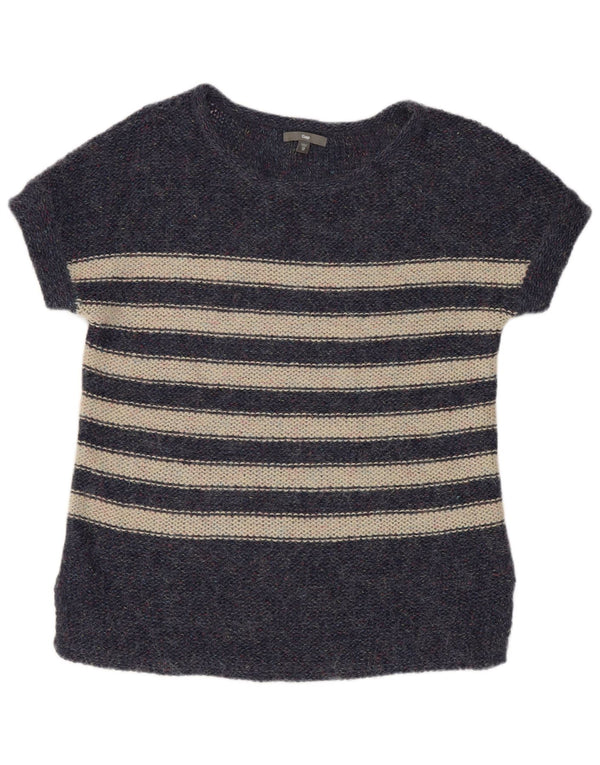 Gap Womens Short Sleeve Crew Neck Jumper Sweater UK 6 XS Navy Blue Striped