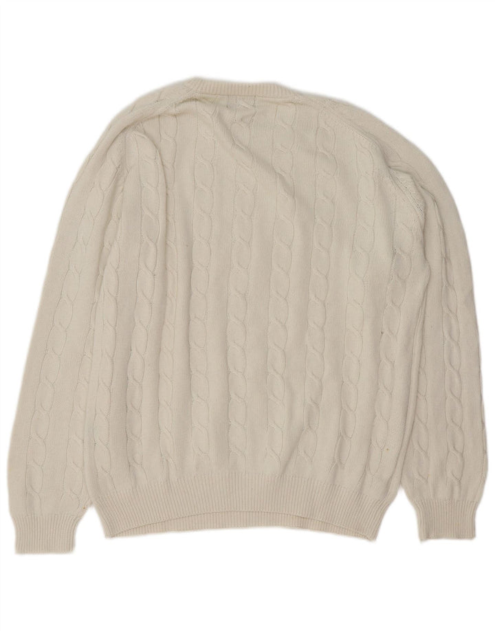 KAPPA Mens Crew Neck Jumper Sweater Large White Cotton