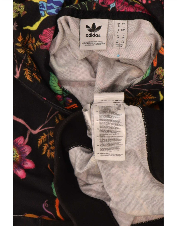 Adidas Womens Crop Oversized Sweatshirt Jumper UK 8 Small Black Floral