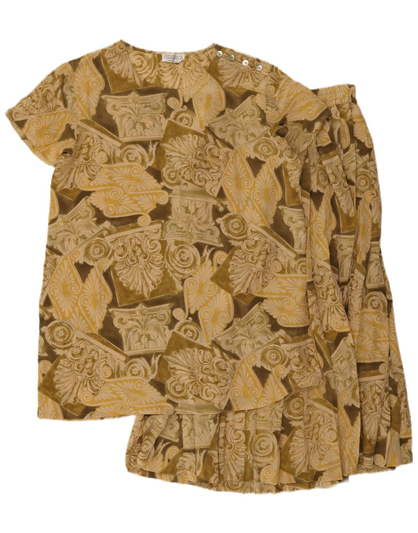 Federica Womens 2 Piece Skirt Set UK 14 Medium W28  Yellow Floral Silk