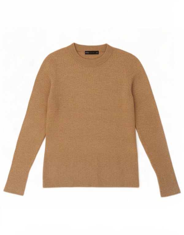 Marks & Spencer Womens Crew Neck Jumper Sweater UK 12 Medium Beige Viscose