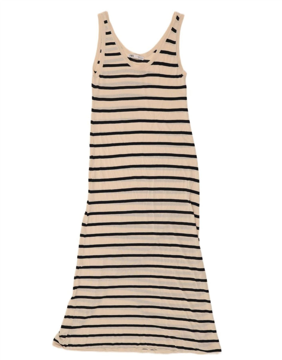 Zara Womens Sundress UK 10 Small Off White Striped Cotton